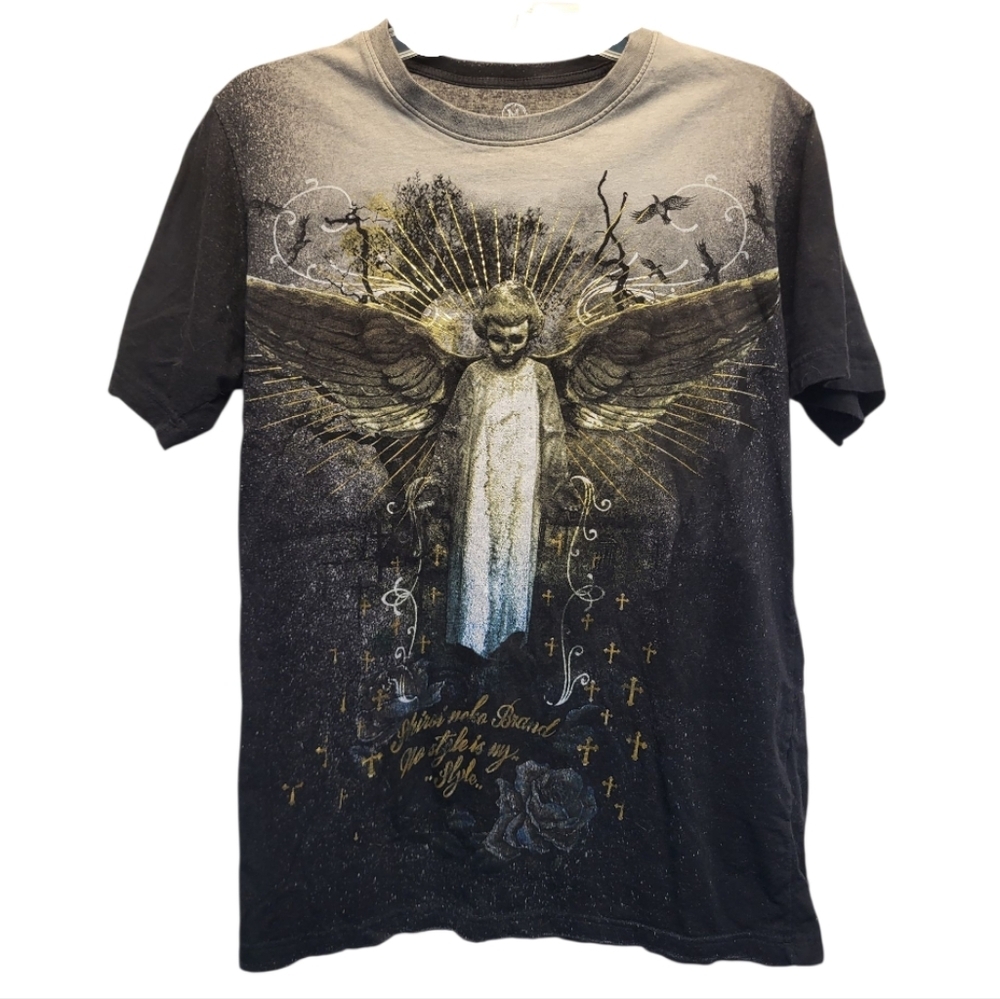 Shiroi Niko Black and Tan Fantasy Winged Creature Short Sleeve Tee - Size M